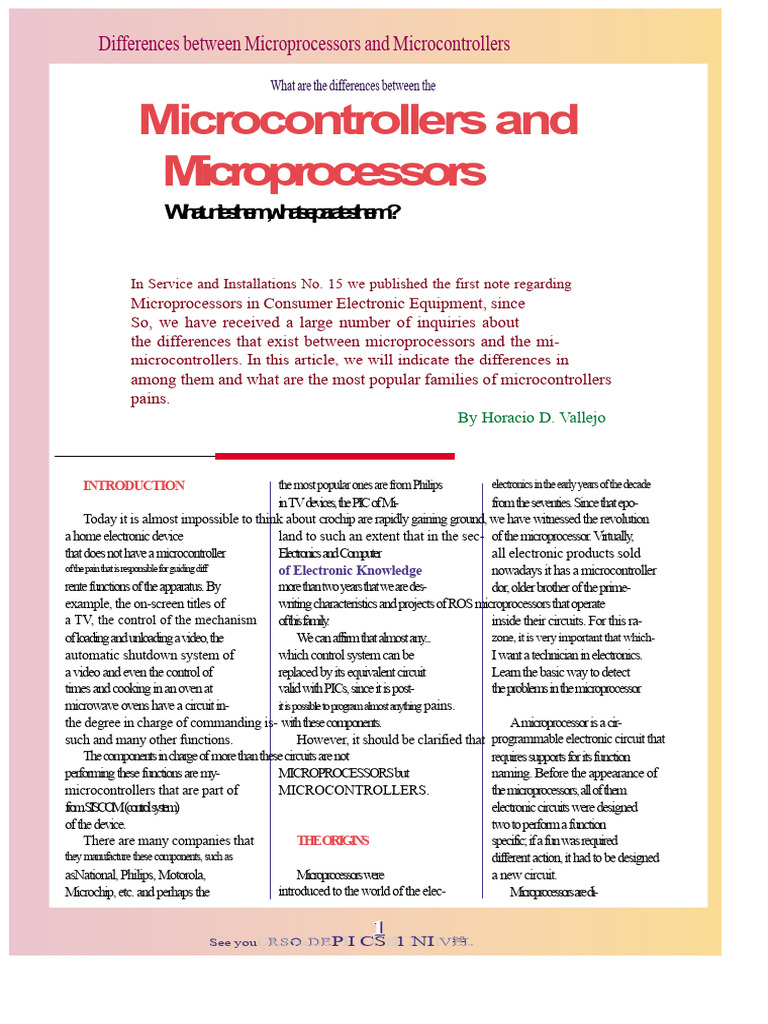 Microprocessors vs Microcontrollers Explained | PDF | Microcontroller ...