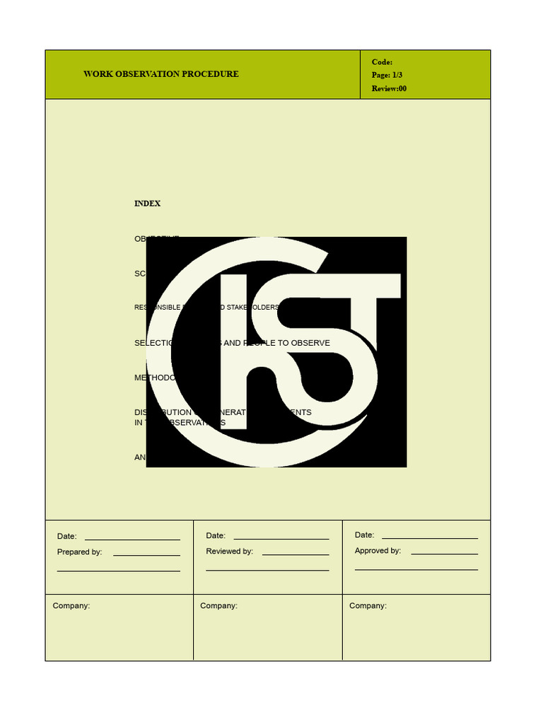Work Observation Procedure Guide | PDF | Risk Assessment | Business