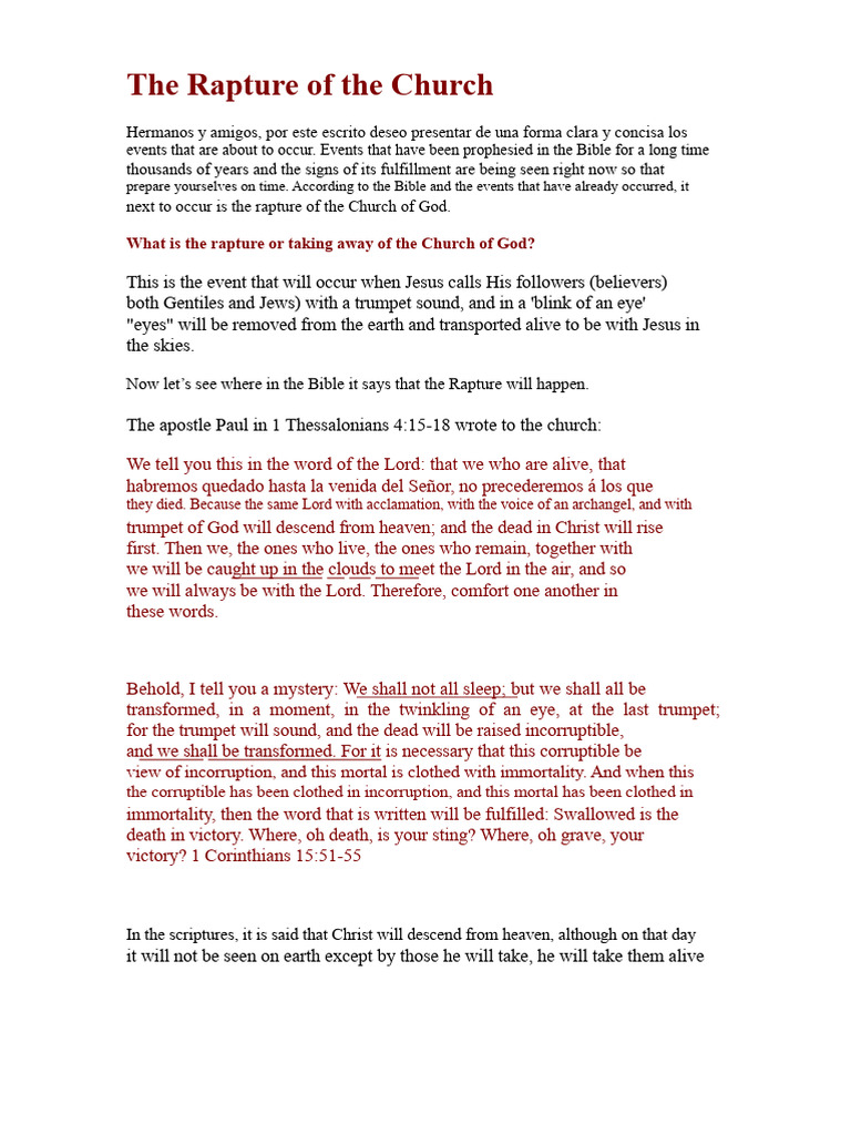 Understanding the Rapture of the Church | PDF | Rapture | Jesus