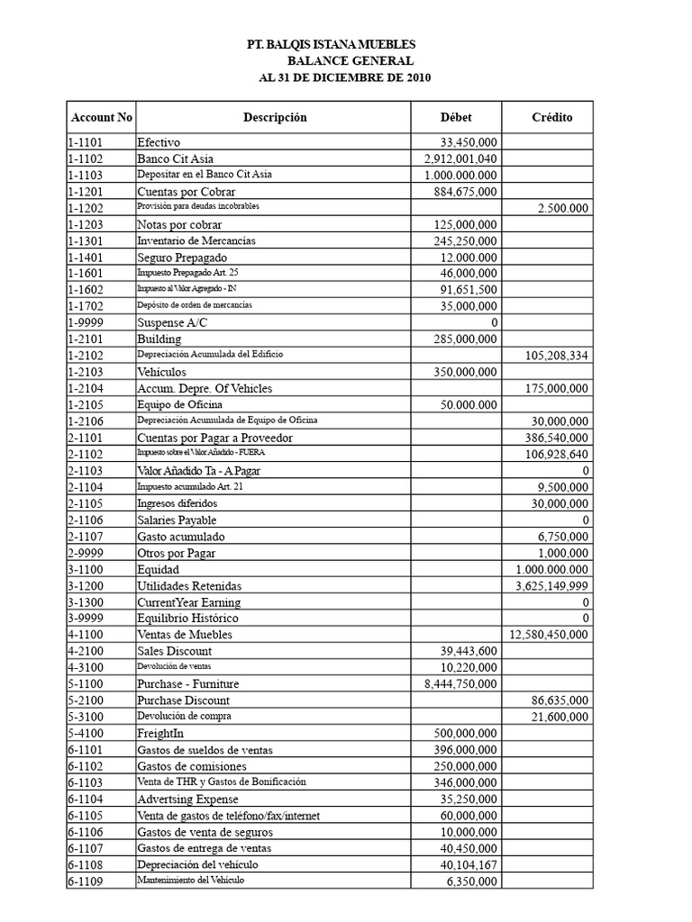 Balance General y Estado de Resultados 2010 | PDF | Negocios económicos ...