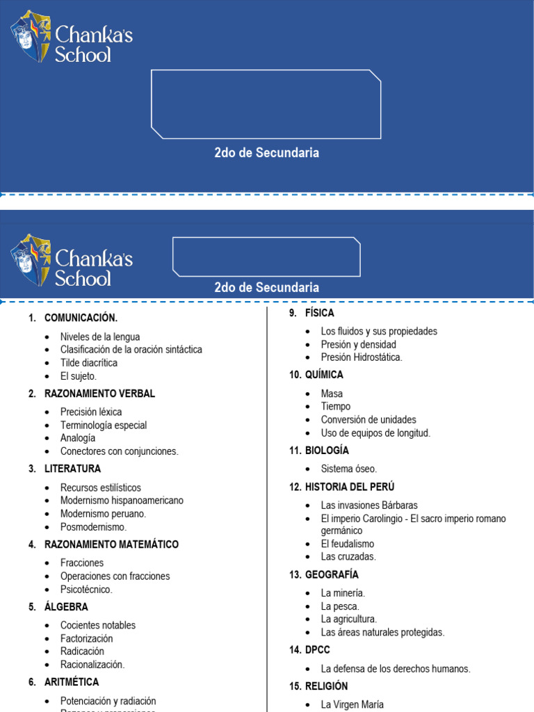 Temario 2do Secundaria III Bimestre | PDF | Matemáticas