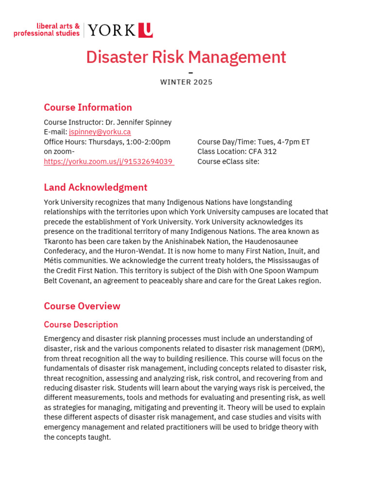 Disaster Risk Management Course Overview | PDF | Turnitin | Risk