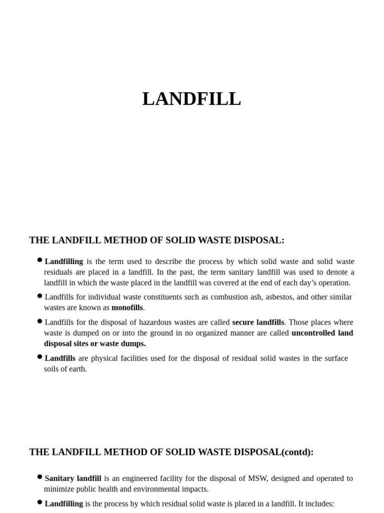 Understanding Landfill Waste Disposal Methods | PDF | Landfill ...