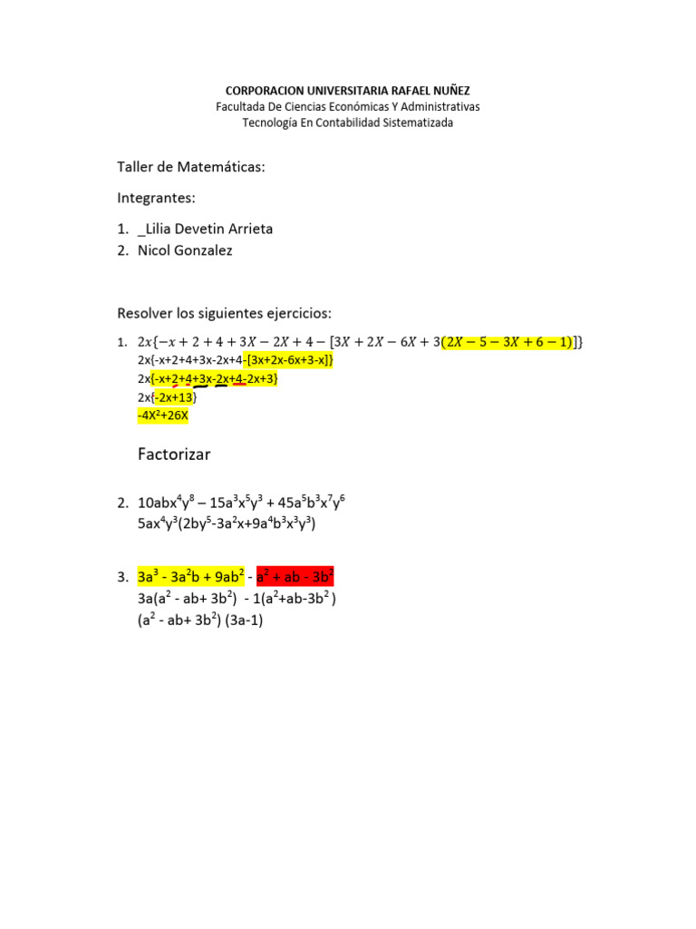 Taller de Matematicas | PDF