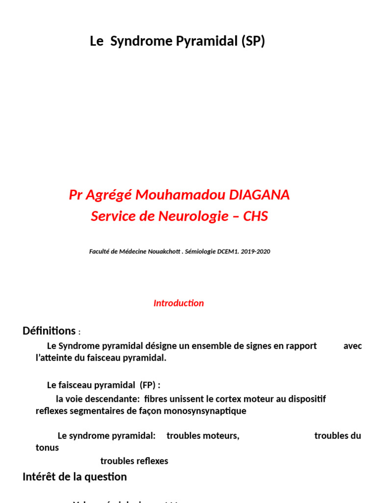 Comprendre le Syndrome Pyramidal | PDF | Maladies et troubles | Système ...