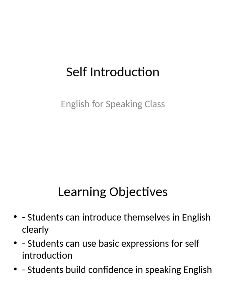 Self Introduction Class | PDF | Body Language | Human Communication