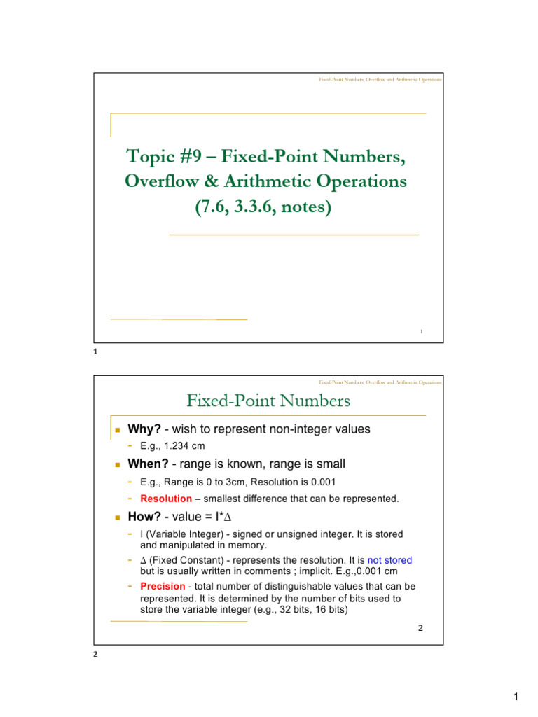 Fixed-Point Numbers and Arithmetic Operations | PDF | Computer Science ...