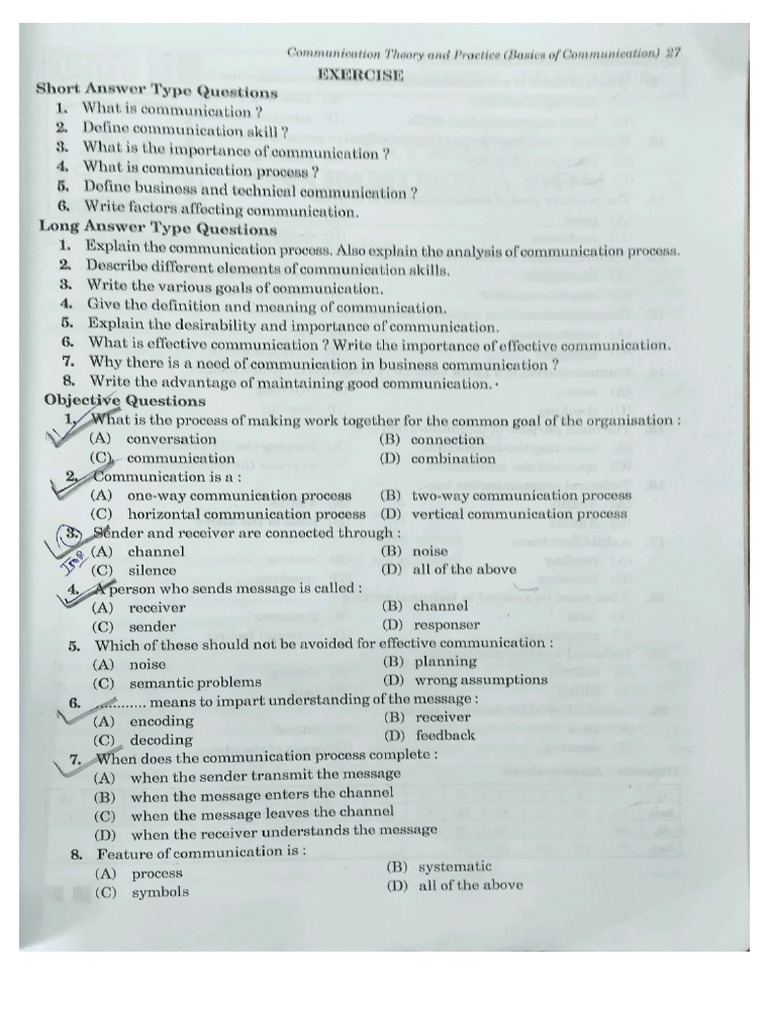 Communication Skills in English Objective | PDF