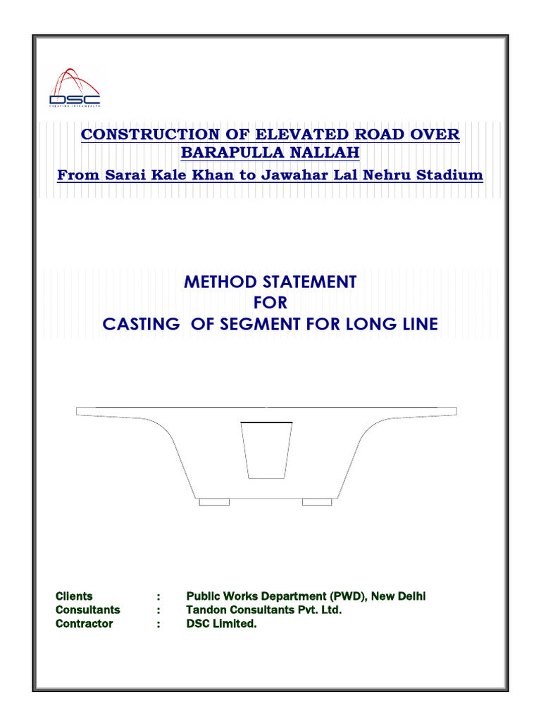Long Line Segment Casting Method Statement | PDF | Concrete | Secondary ...