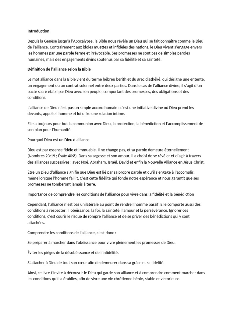 Comprendre les Alliances de Dieu dans la Bible | PDF | Dieu | Livre de ...