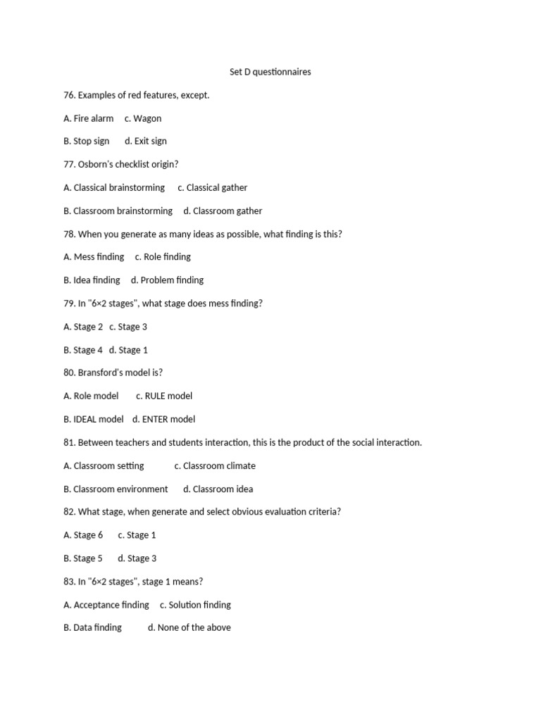 Creative Problem Solving Questionnaires | PDF | Creativity | Motivation