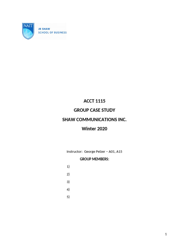 ACCT 1115 Group Case Study 2019.shaw - Students | PDF | Internal ...