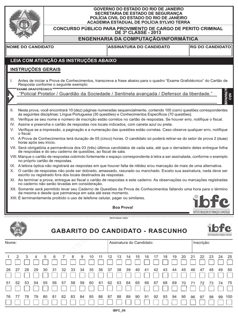 Concurso Perito Criminal 2013 RJ | PDF | SQL | Assunto (gramática)