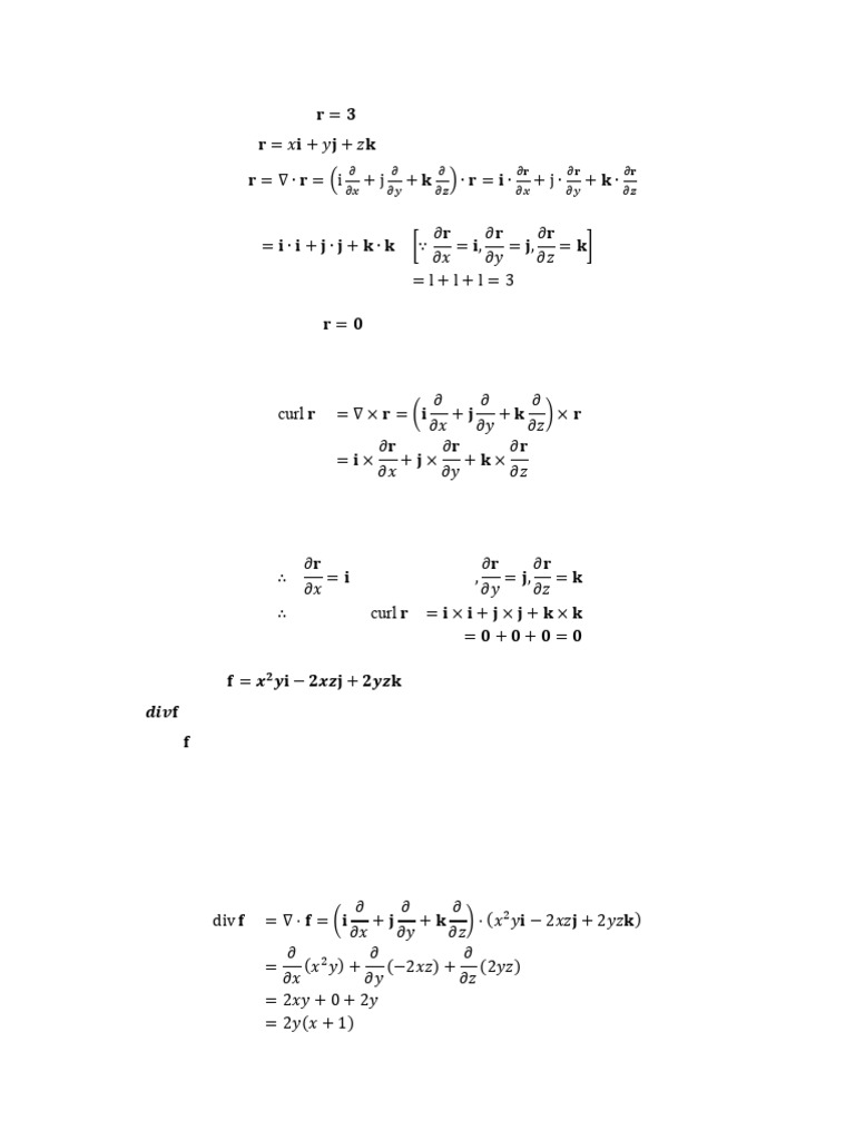 Problems On Div and Curl-Solutions | PDF | Geometry | Vector Calculus