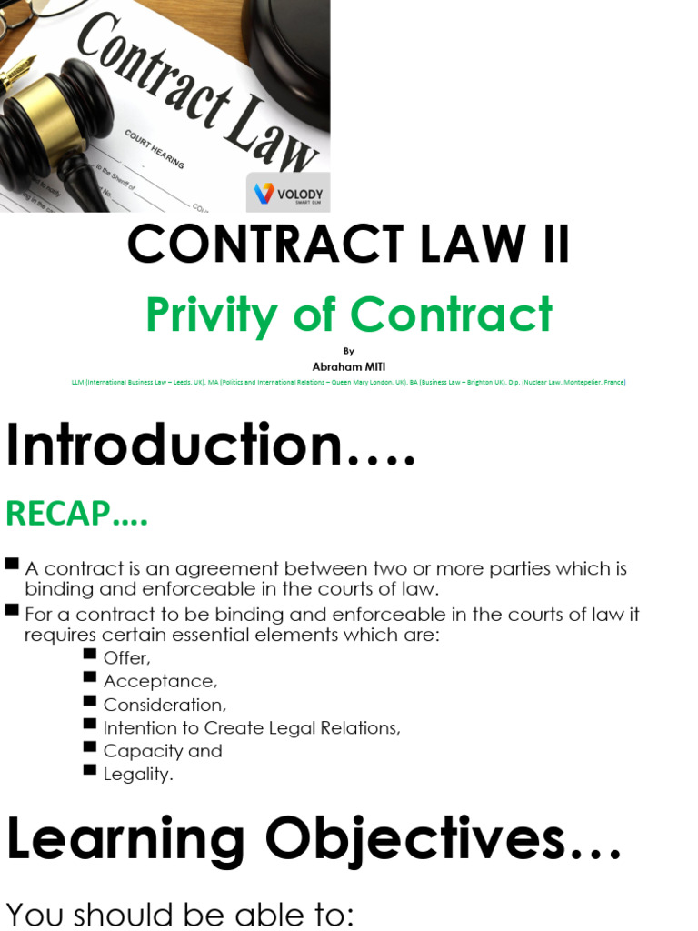 Understanding Privity of Contract | PDF | Law Of Obligations | Contract Law