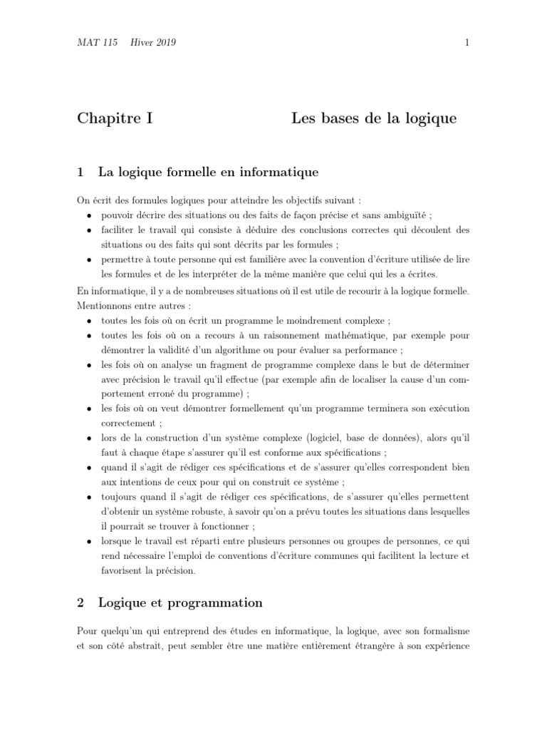 Introduction à la logique formelle en informatique | PDF | Logique ...