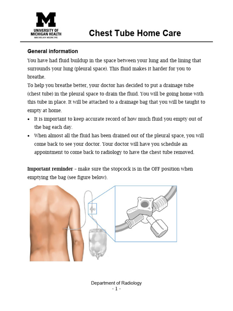 Chest Tube Home Care Instructions | PDF | Medical Specialties ...