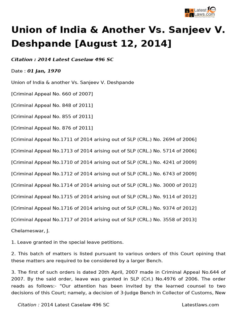 2014 Latest Caselaw 496 SC | PDF | Bail | Controlled Substances Act