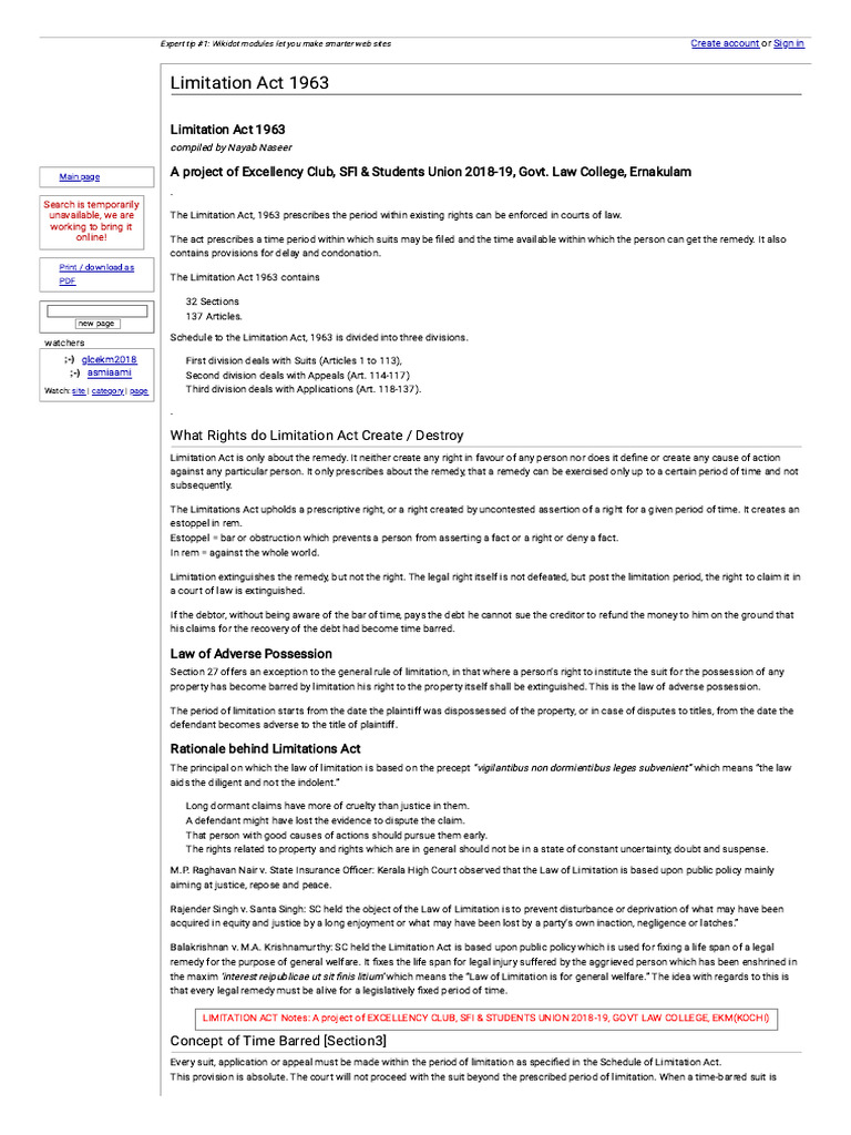 Limitation Act 1963 Overview and Insights | PDF | Lawsuit | Mortgage Law