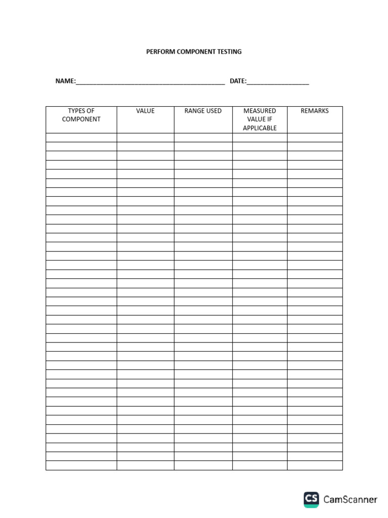Component Testing Documentation Template | PDF