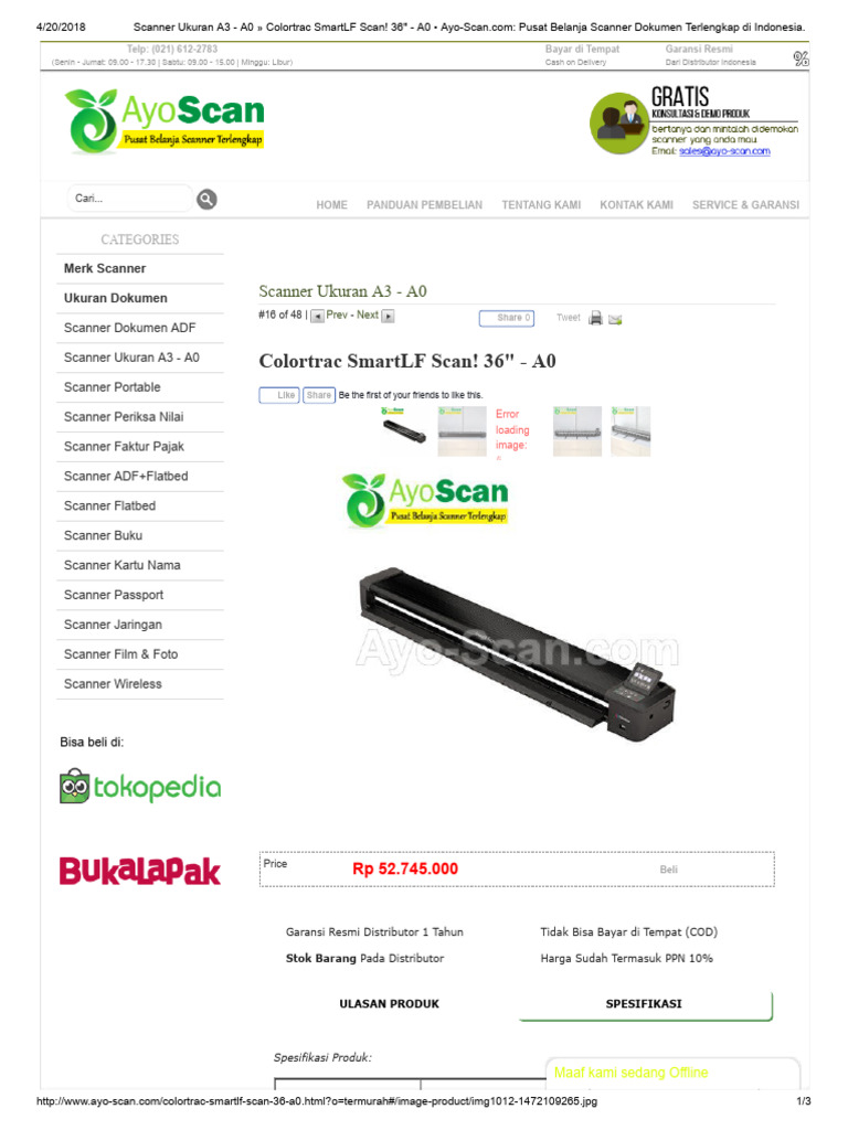 Spesifikasi Scanner Ukuran A3 - A0 | PDF | Image Scanner | Usb