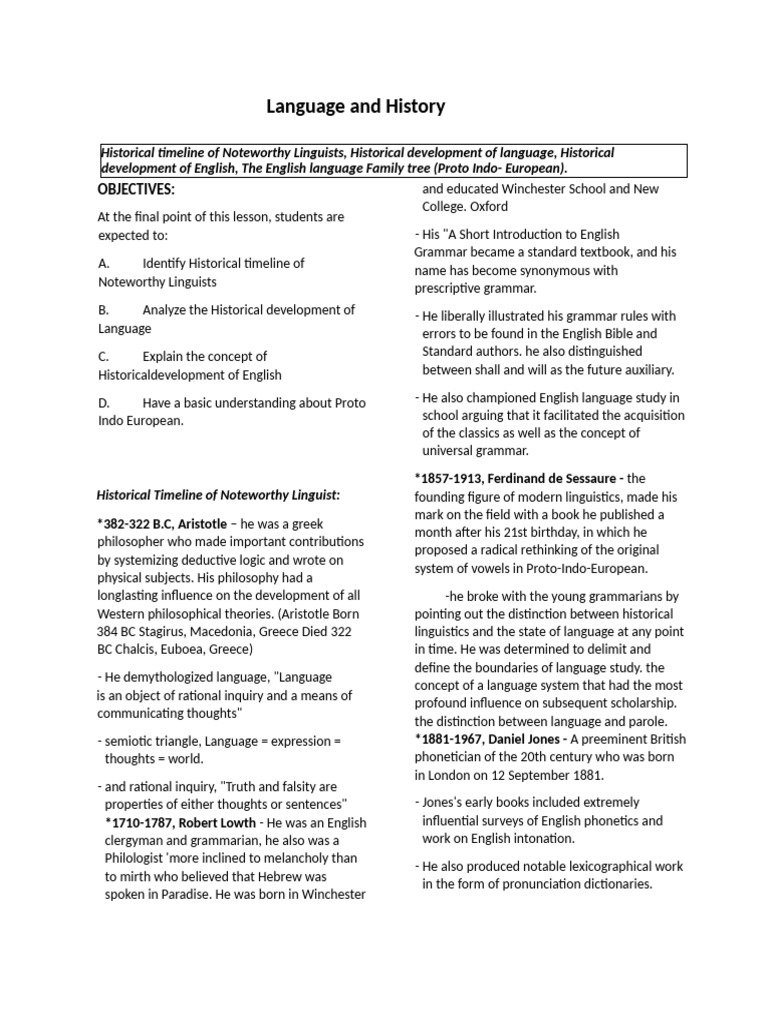 Language Evolution and Key Linguists | PDF | English Language | Linguistics