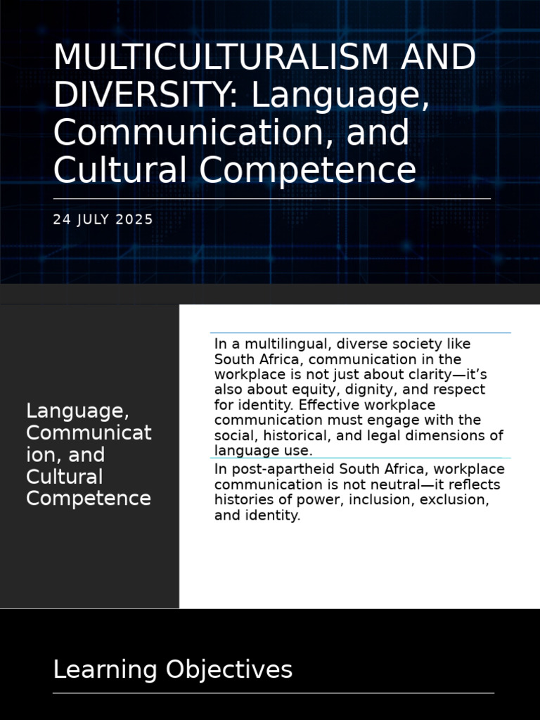 Lecture - Topic 8 - MULTICULTURALISM and DIVERSITY - Language ...