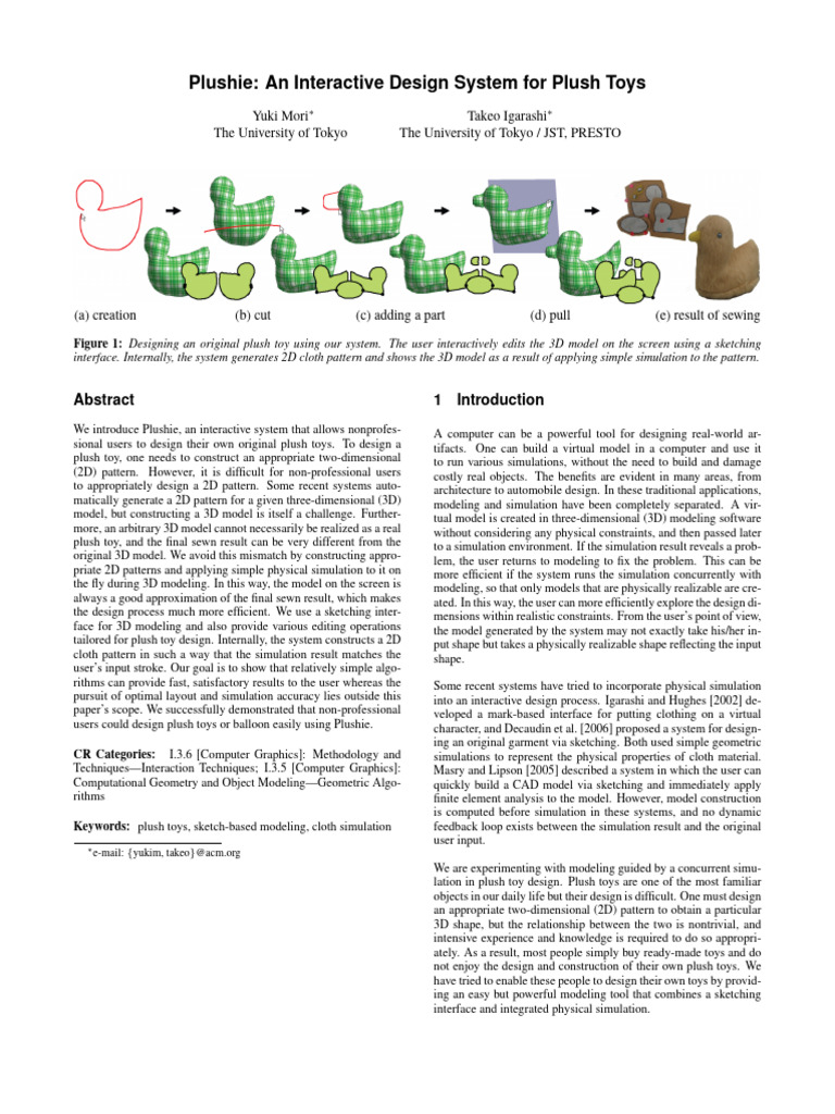 An Interactive Design System For Plushie Toys | PDF | 3 D Computer ...