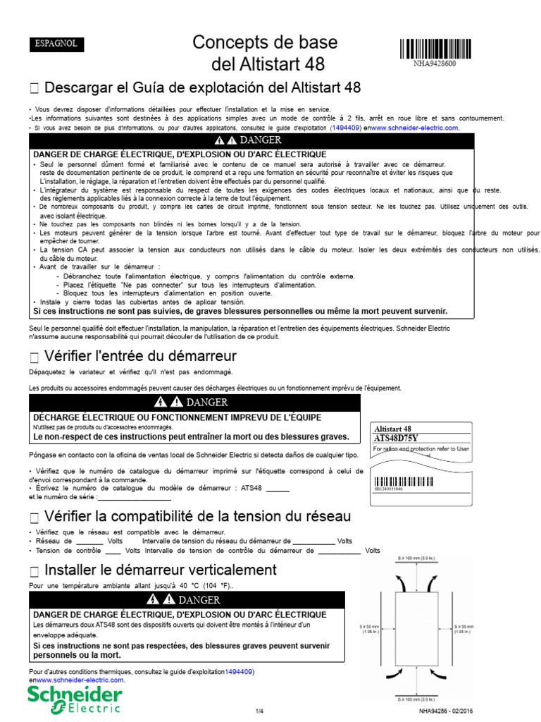 Installation et sécurité Altistart 48 | PDF | Tension électrique ...