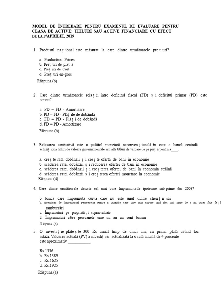 Model de Examen RVO-IBBI | PDF