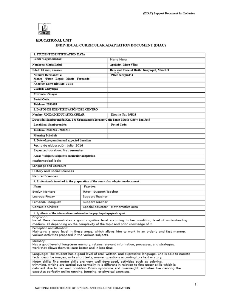 DIAC Support Document for Inclusion | PDF | Curriculum | Learning