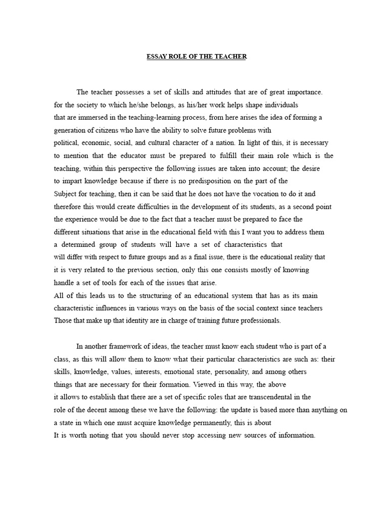 The Essential Role of Teachers | PDF | Teachers | Knowledge