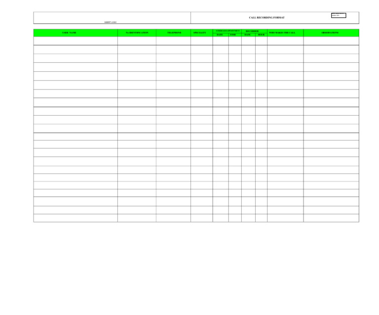 Call Recording Format for Appointments | PDF