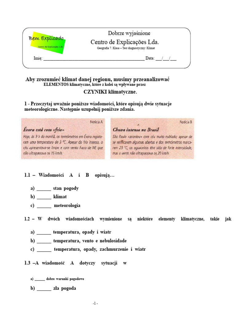 Test Geografii 7 Klasy | PDF