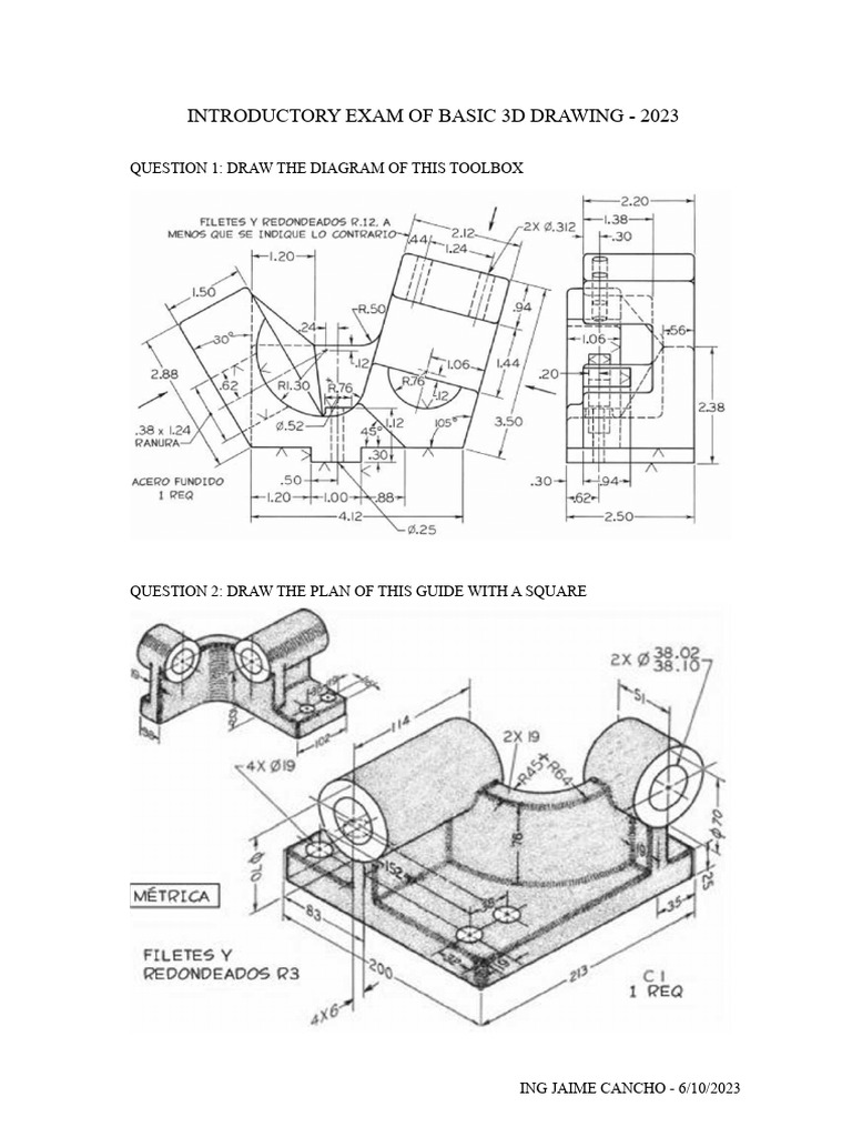 Basic Introductory Exam in 3D Drawing | PDF