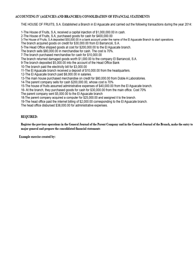 Agencies and Branches Practical Example PRACTICE CONT IV 202201 | PDF ...