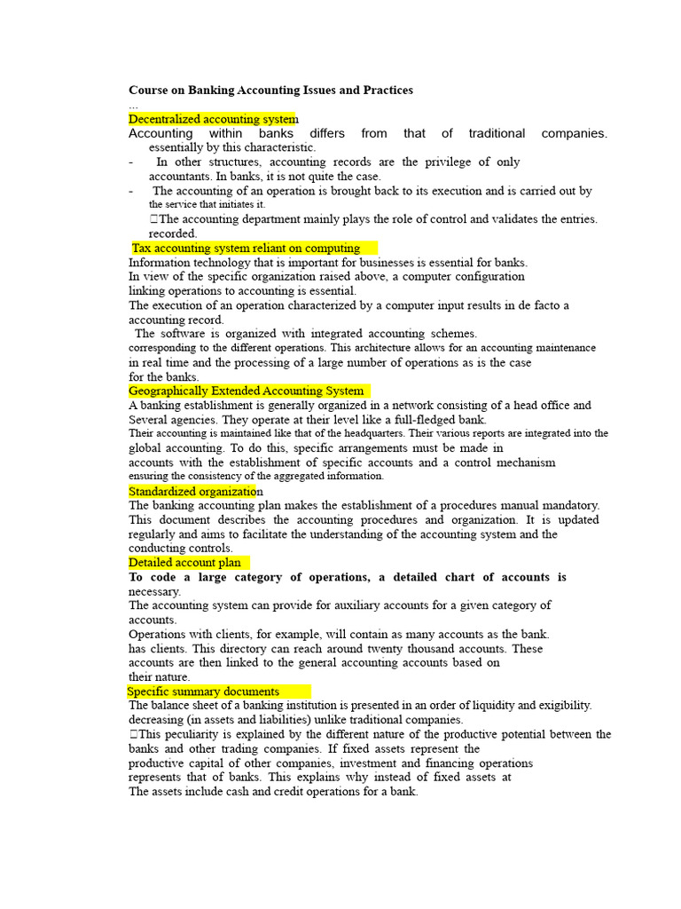Course On Banking Accounting: Issues and Practices | PDF | Banks | Credit