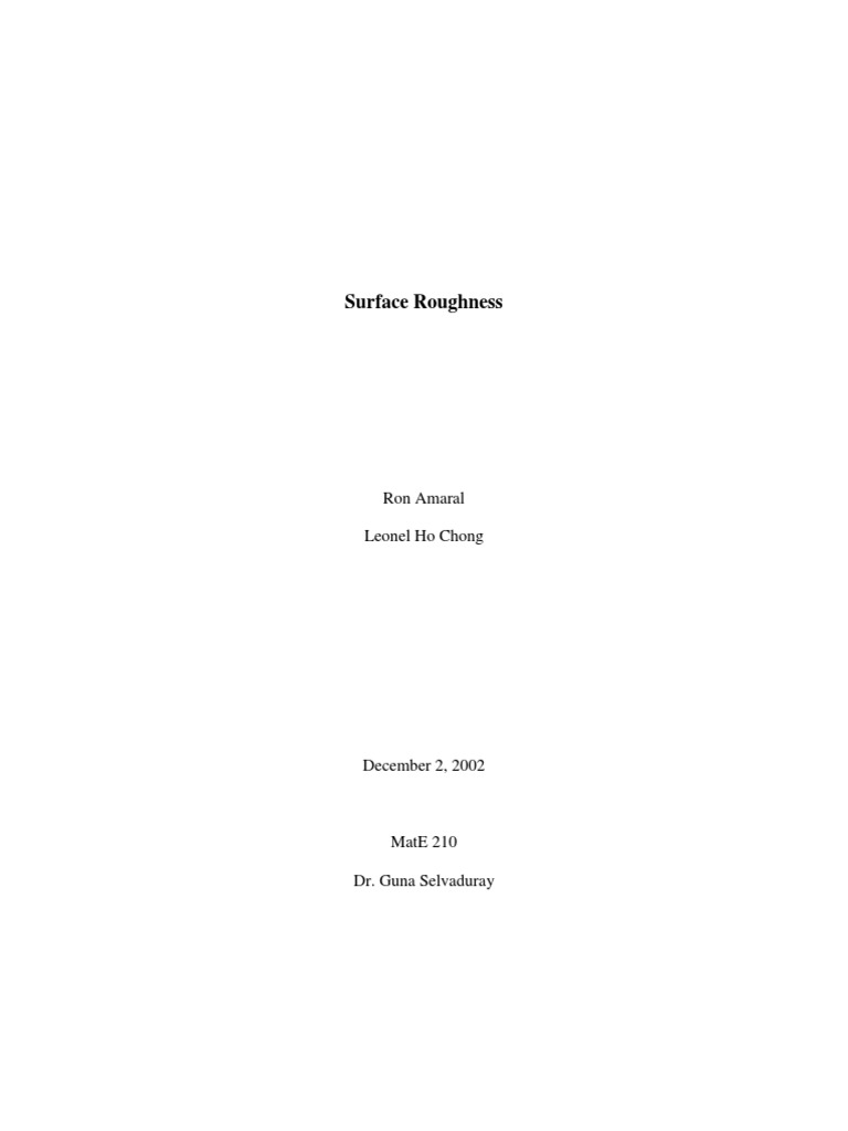 Understanding Surface Roughness Effects | PDF