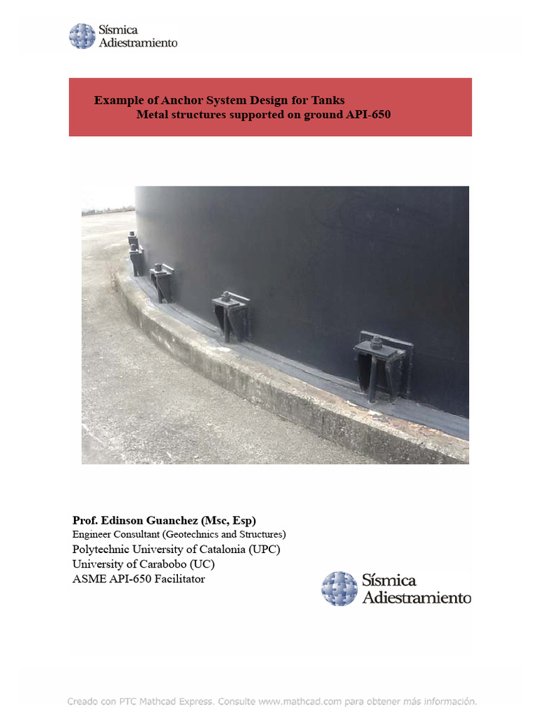 Tank Anchor System Design Example | PDF | Materials | Civil Engineering