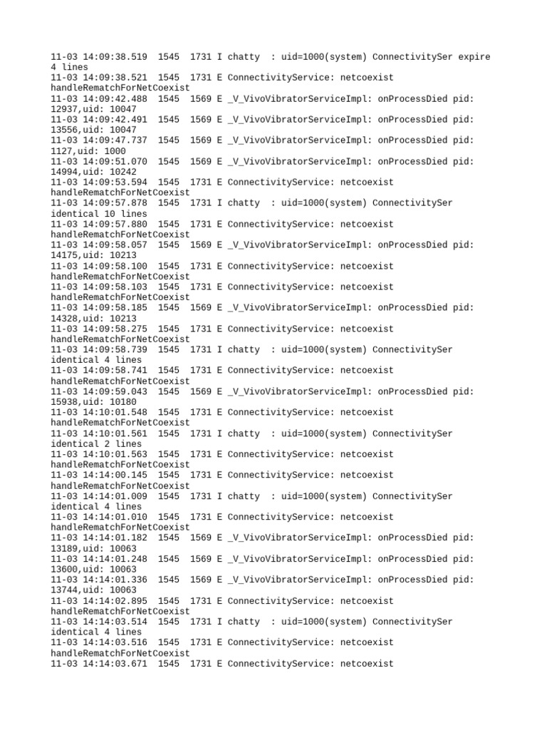 Connectivity Service Errors Log | PDF | Computer Networking | Operating ...