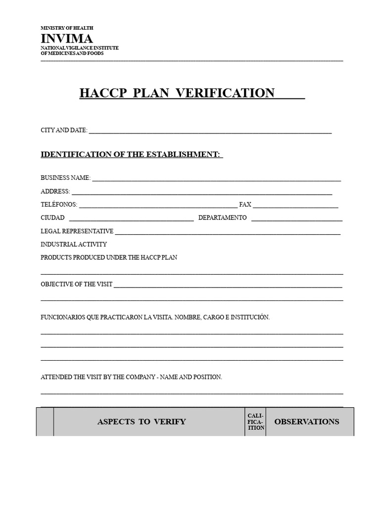 HACCP Plan Verification Checklist | PDF | Verification And Validation ...