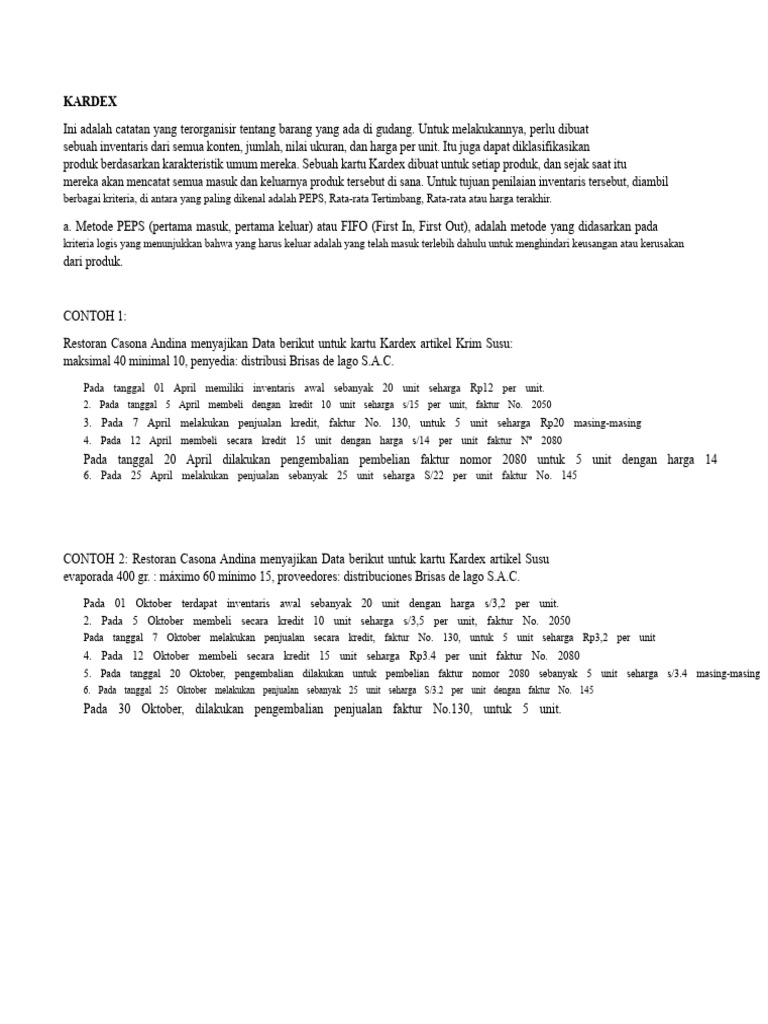 Panduan Kartu Kardex untuk Inventaris | PDF