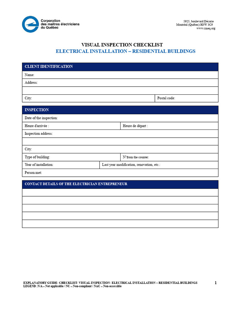 Residential Electrical Inspection Checklist | PDF | Electrical Wiring ...