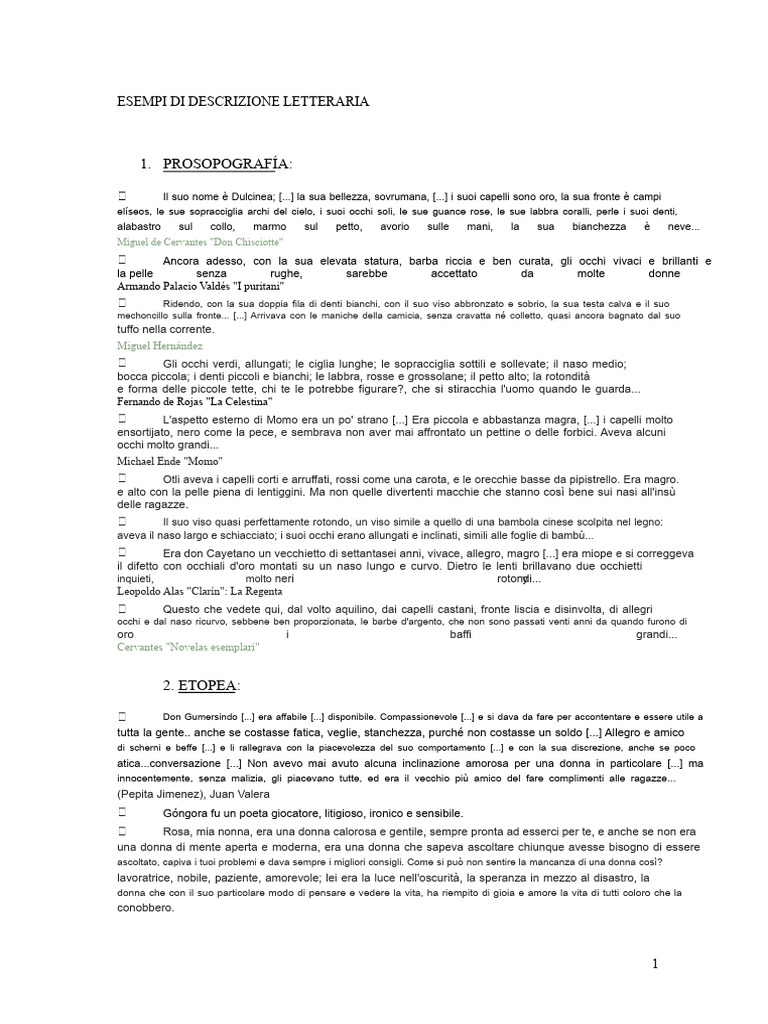 Esempi Di Descrizione Letteraria | PDF