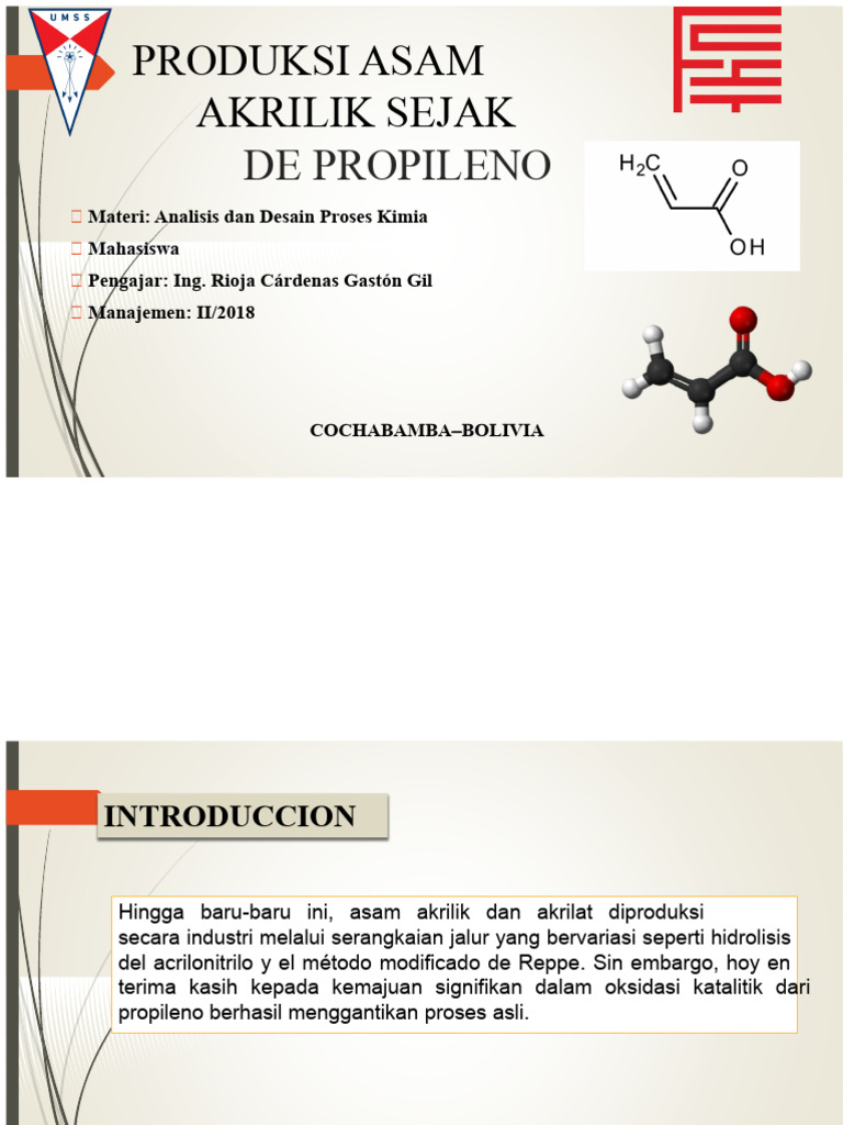 Proses Produksi Asam Akrilik dari Propilena | PDF