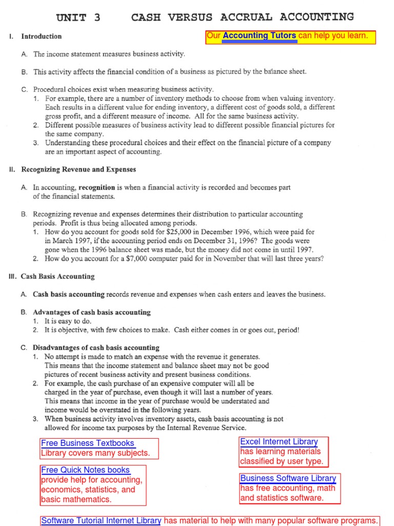 Cash vs. Accrual Accounting Explained | PDF | Deferral | Accrual