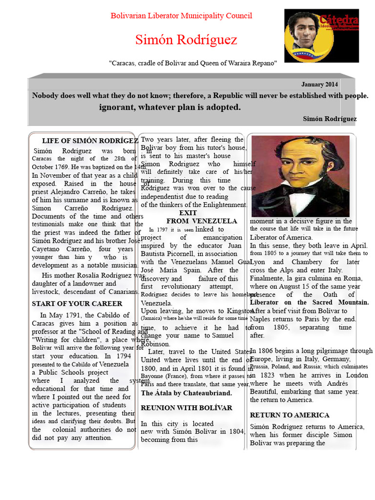 Life and Legacy of Simón Rodríguez | PDF | Venezuela