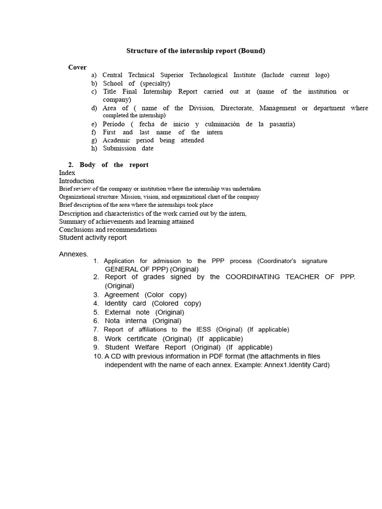 Internship Report Structure Guide | PDF