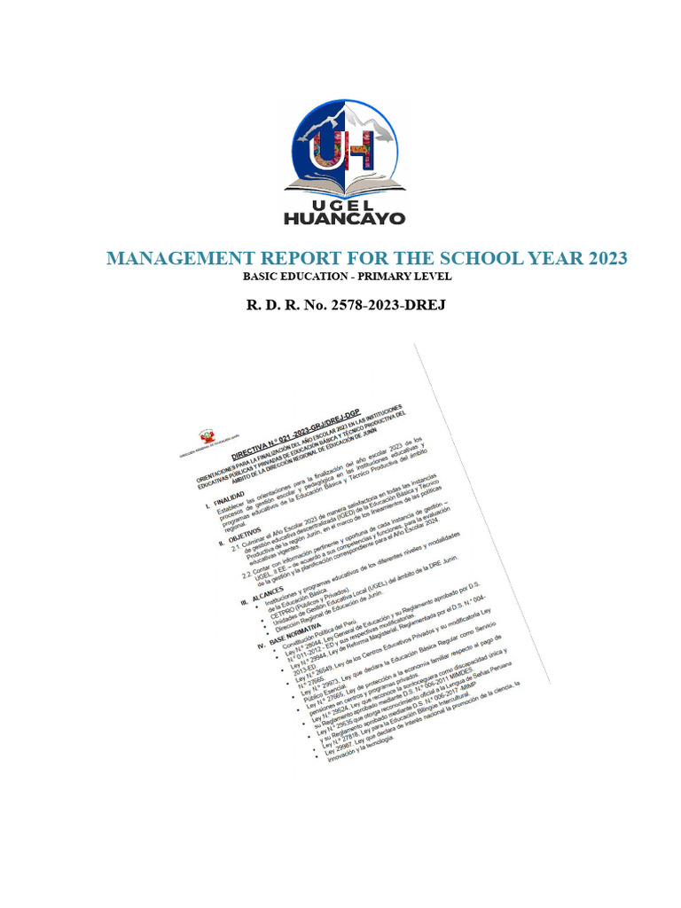 2023 Primary Education Management Report | PDF | Violence | Evaluation
