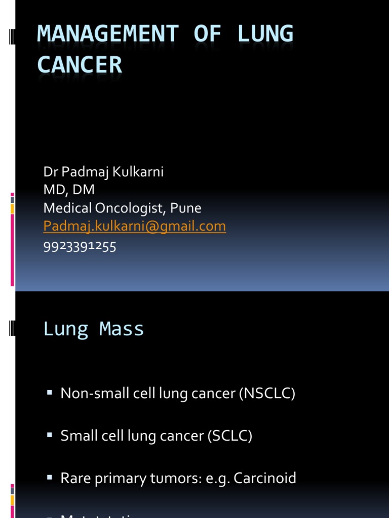 Lung Cancer Management Overview | PDF | Lung Cancer | Non Small Cell ...